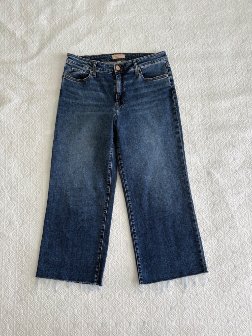 Kut from the Kloth Charlotte High Rise Wide Leg Jeans Size 10 Raw Hem